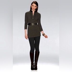 Etcetera Tunic, Faux Leather Collar with matching belt, Size S